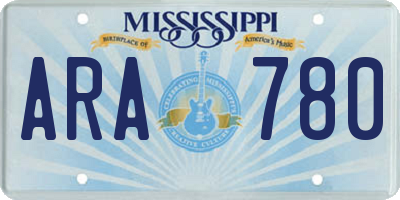MS license plate ARA780