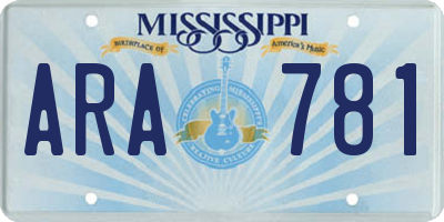 MS license plate ARA781