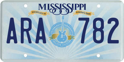 MS license plate ARA782