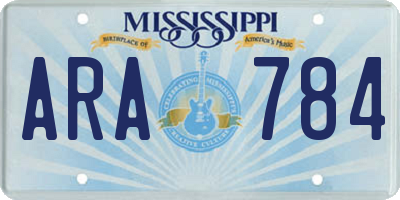 MS license plate ARA784
