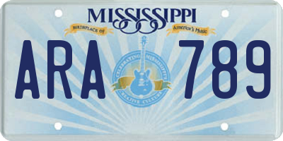 MS license plate ARA789