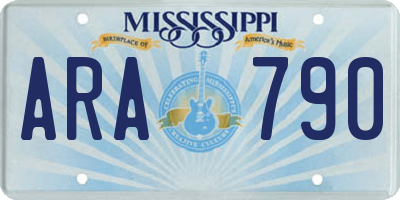 MS license plate ARA790