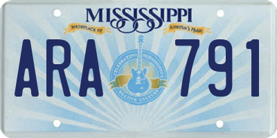 MS license plate ARA791