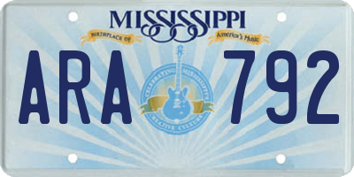 MS license plate ARA792