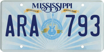 MS license plate ARA793