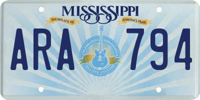 MS license plate ARA794