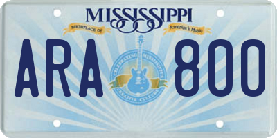 MS license plate ARA800