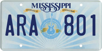 MS license plate ARA801