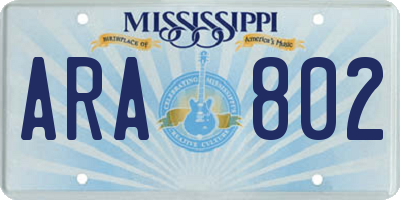 MS license plate ARA802
