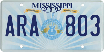 MS license plate ARA803