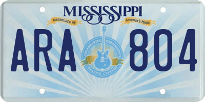 MS license plate ARA804