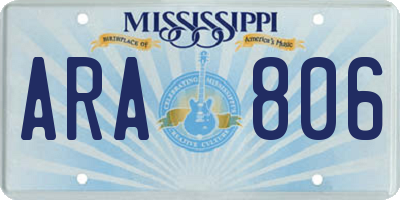MS license plate ARA806