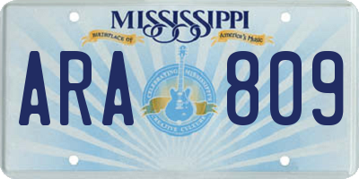 MS license plate ARA809