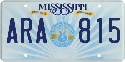 MS license plate ARA815