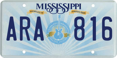 MS license plate ARA816