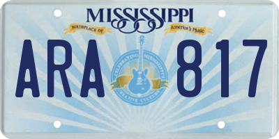 MS license plate ARA817