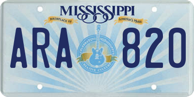MS license plate ARA820