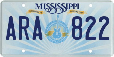 MS license plate ARA822