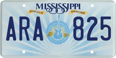 MS license plate ARA825