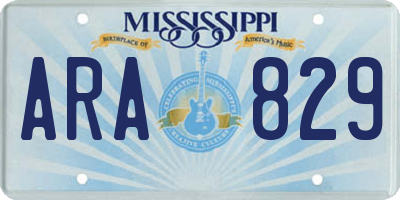 MS license plate ARA829