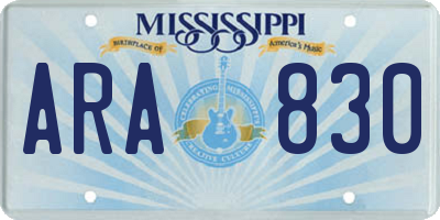 MS license plate ARA830