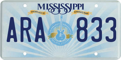 MS license plate ARA833