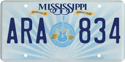 MS license plate ARA834