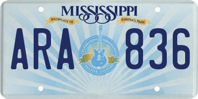 MS license plate ARA836