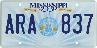 MS license plate ARA837