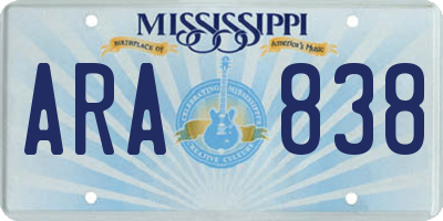 MS license plate ARA838