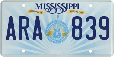 MS license plate ARA839