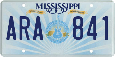 MS license plate ARA841