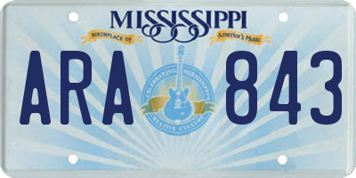MS license plate ARA843