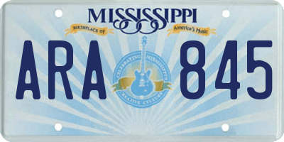 MS license plate ARA845