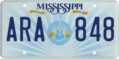 MS license plate ARA848