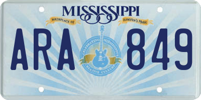 MS license plate ARA849