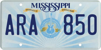 MS license plate ARA850