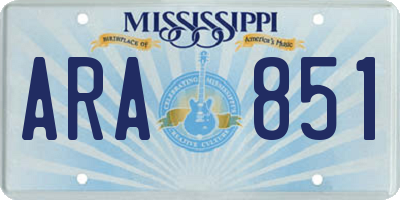 MS license plate ARA851