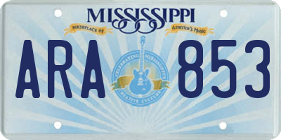MS license plate ARA853