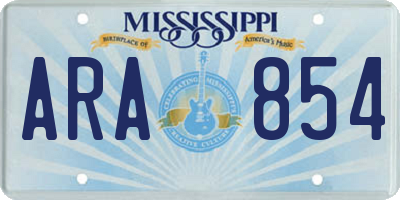 MS license plate ARA854