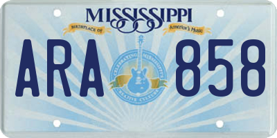 MS license plate ARA858
