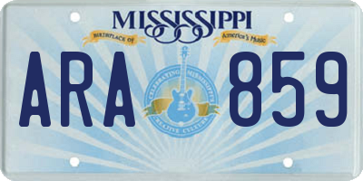 MS license plate ARA859