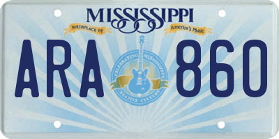 MS license plate ARA860