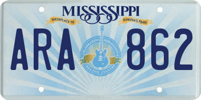 MS license plate ARA862