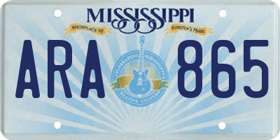 MS license plate ARA865