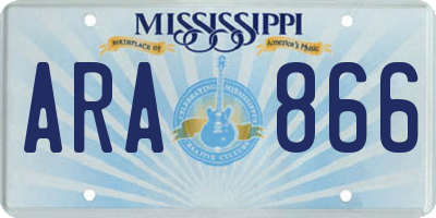 MS license plate ARA866