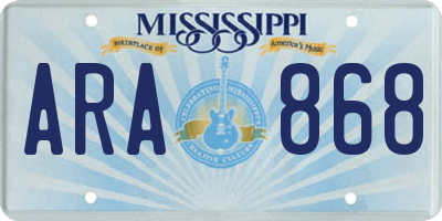MS license plate ARA868