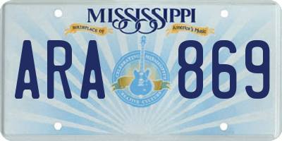 MS license plate ARA869