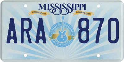 MS license plate ARA870