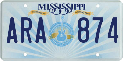 MS license plate ARA874